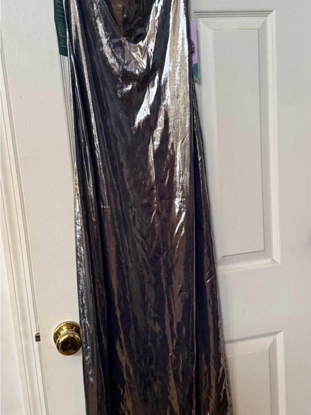 Metallic Black Maxi Dress - Sleek Evening Gown